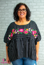 Load image into Gallery viewer, Black Floral Plus Size Top
