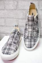 Load image into Gallery viewer, Grey Plaid Pull On Sneaker
