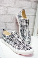 Load image into Gallery viewer, Grey Plaid Pull On Sneaker
