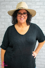 Load image into Gallery viewer, Black V Neck Plus Size Sweater
