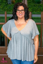 Load image into Gallery viewer, Grey Ruffle Plus Size Top
