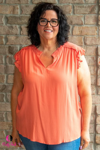 Salmon Ruffle Plus Size Top