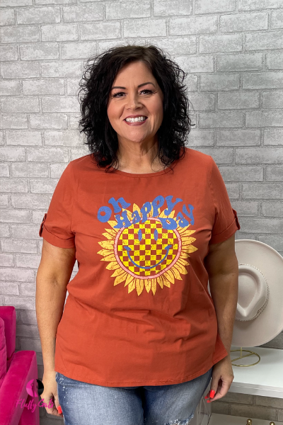 Plus Size Sun Flower Graphic Top