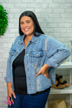 Load image into Gallery viewer, Denim Sparkle Jacket Plus Size
