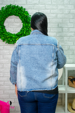 Load image into Gallery viewer, Denim Sparkle Jacket Plus Size
