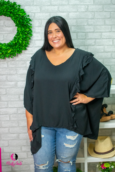 Black Ruffle Savanna Plus Size Top