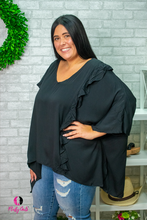 Load image into Gallery viewer, Black Ruffle Savanna Plus Size Top
