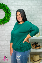 Load image into Gallery viewer, Deep Green Mid Sleeve Gathered Top
