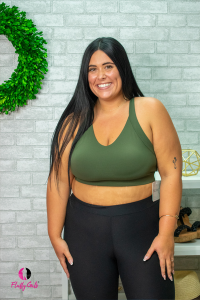 Army Green Plus Size Sports Bra