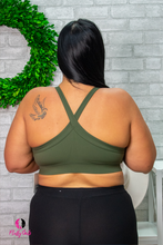 Load image into Gallery viewer, Army Green Plus Size Sports Bra
