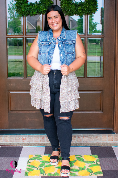 Denim and Animal Print Plus Size Cardigan