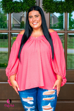 Load image into Gallery viewer, On and Off the Shoulder Plus Size Coral Top
