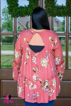 Load image into Gallery viewer, Terra Cotta Floral Plus Size Top with Cut Out Back
