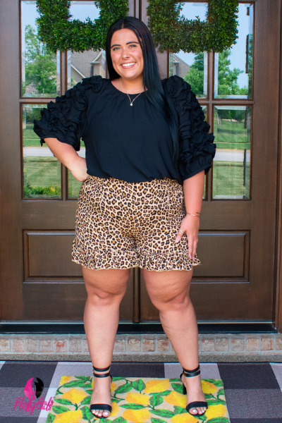 Leopard Ruffle Plus Size Shorts