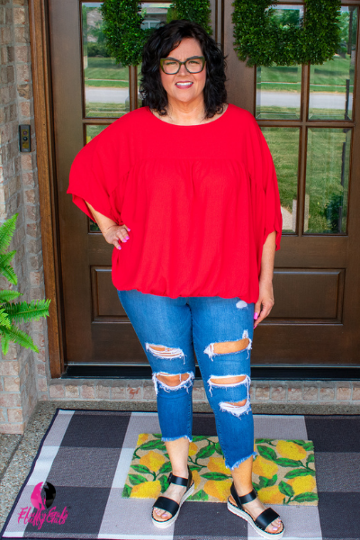 Tomato Red Plus Size Top