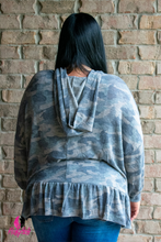 Load image into Gallery viewer, Grey Camo Plus Size Top With Hood
