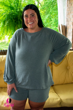 Load image into Gallery viewer, Olive Green Plus Size Lounge Set Long Sleeve
