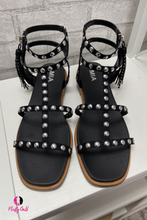 Load image into Gallery viewer, Black Studded Gladiator Sandal
