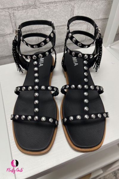 Black Studded Gladiator Sandal