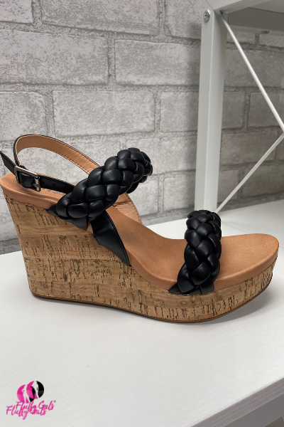 Black Rope Wedge Shoe