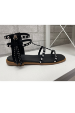 Load image into Gallery viewer, Black Studded Gladiator Sandal
