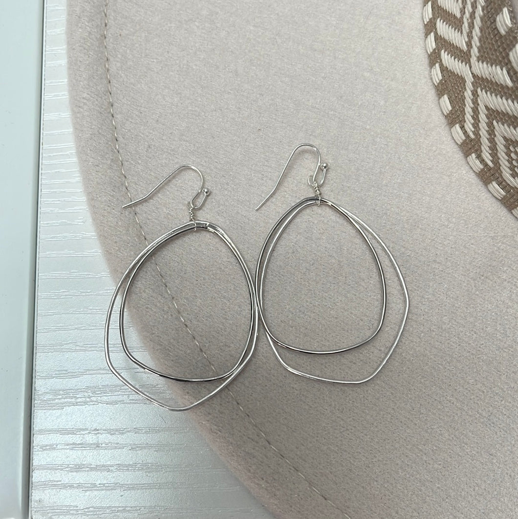 Metal Tone Hammered Drop Earrings