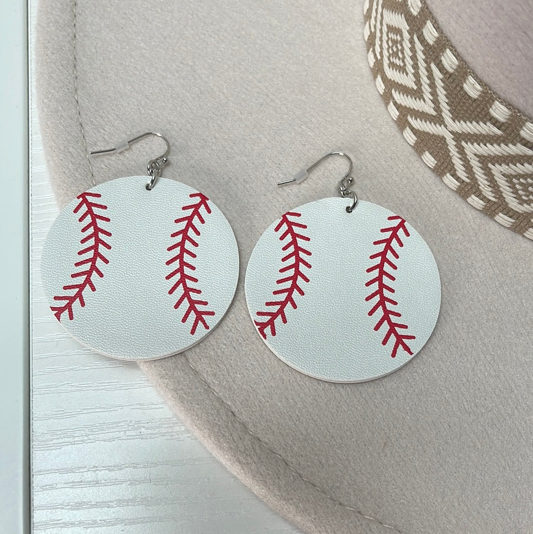 Baseball Metal Fishhook Earrings