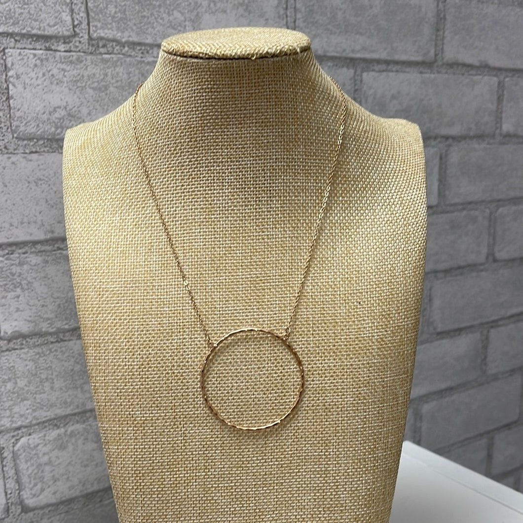 Hammered Open Circle Pendant Necklace