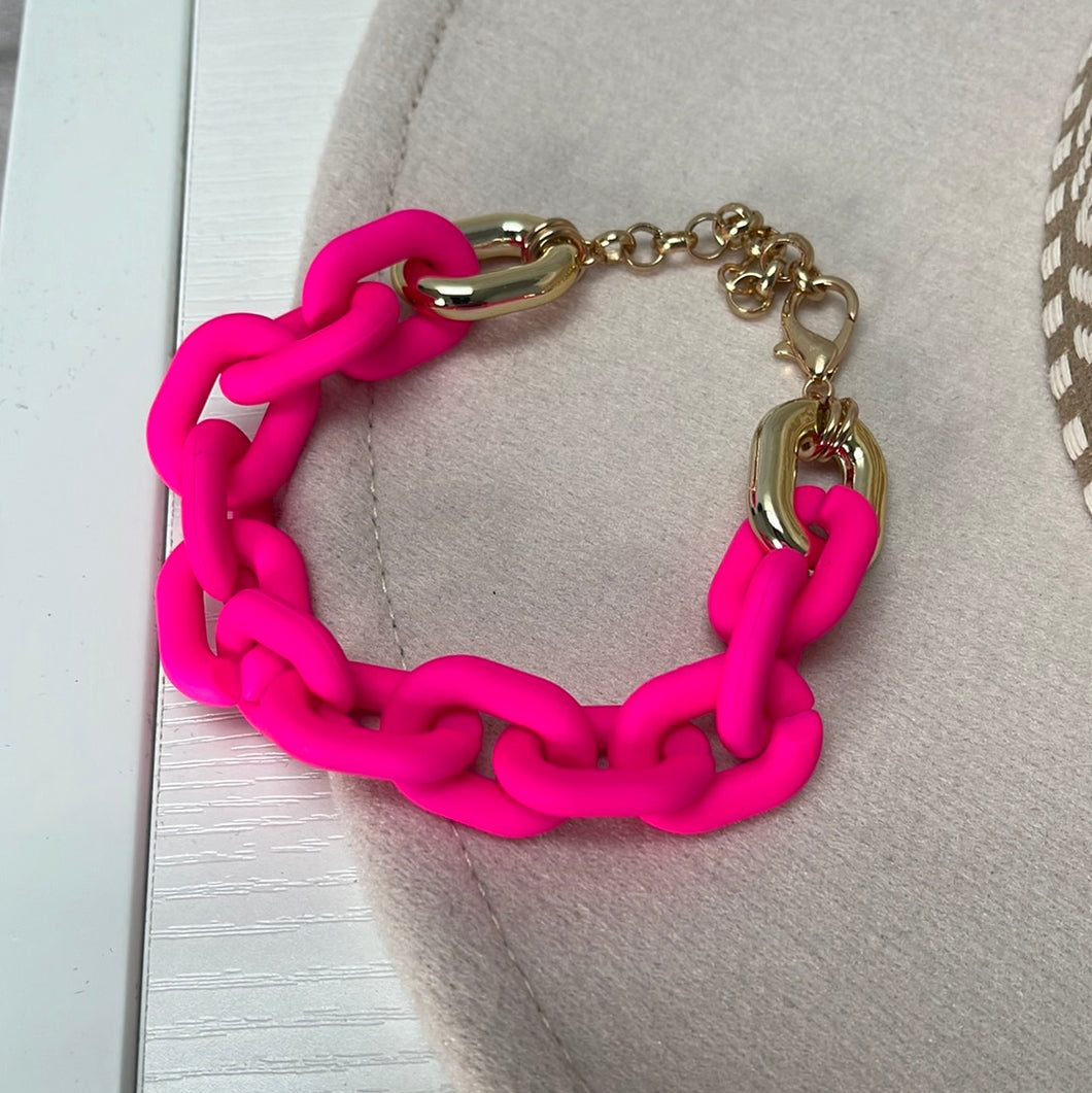 Chunky Coated Neon Pink Bracelet