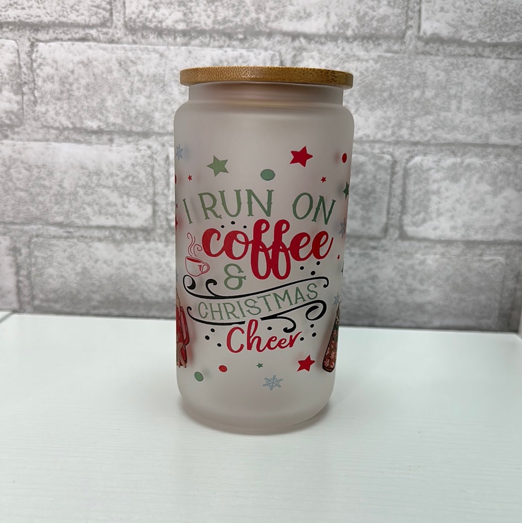 Coffee and Christmas Cheer Glass Can Cup