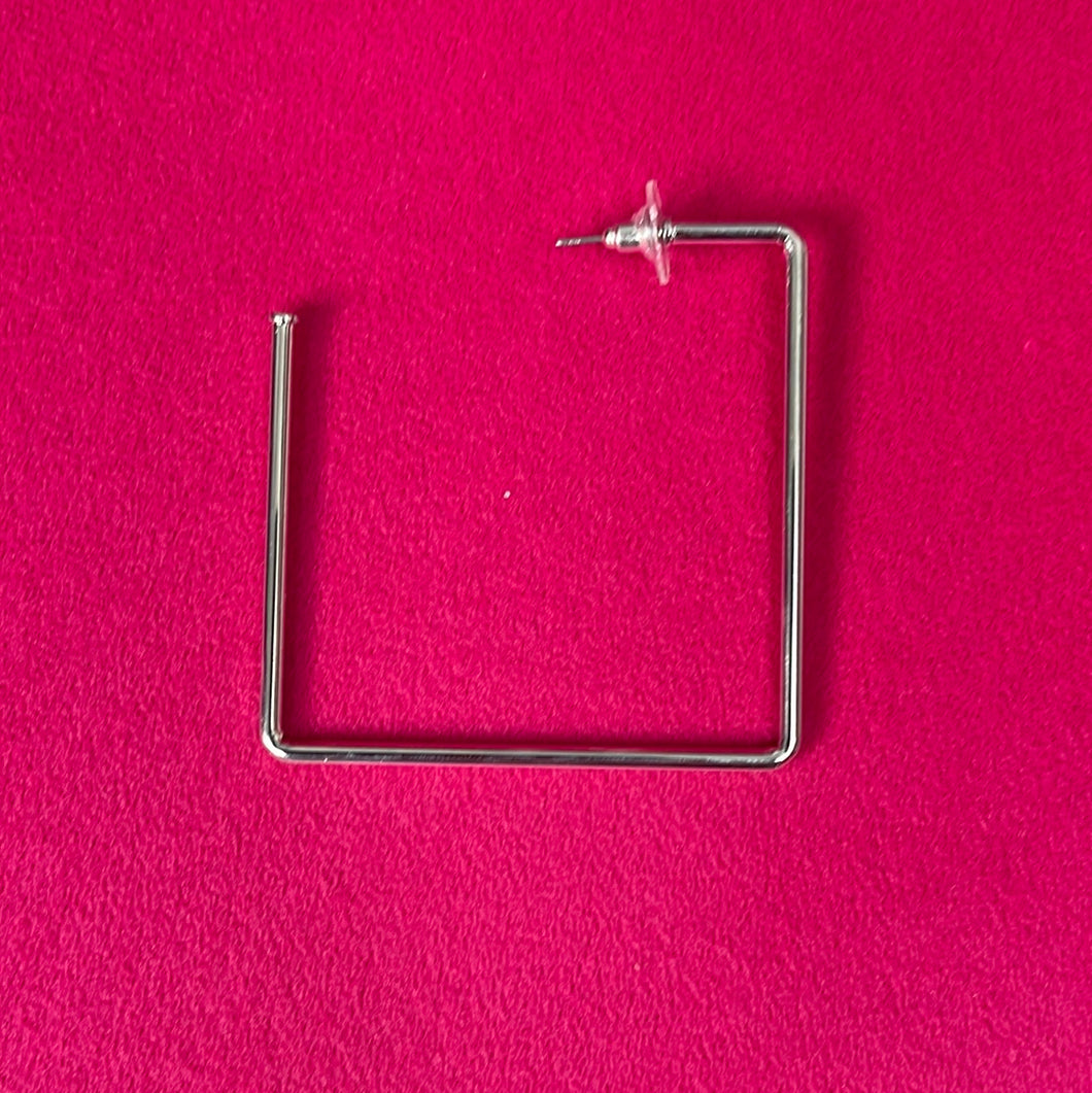 Silver Large Square Earrings